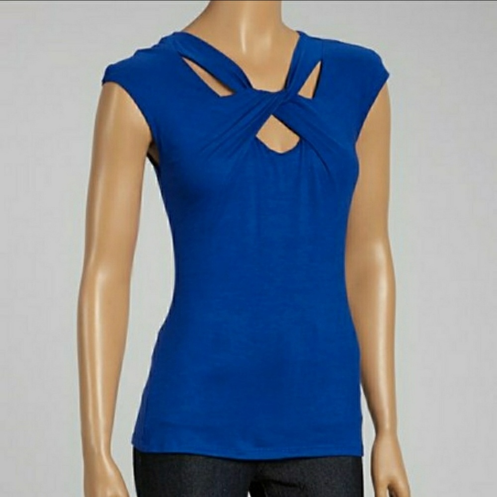 Blue Knot Cap-Sleeve Top Size M